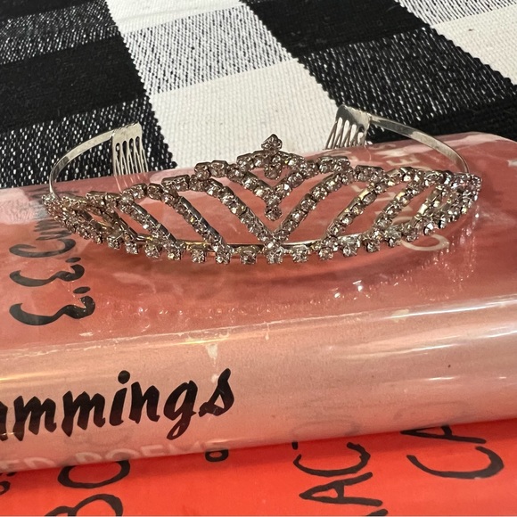 Tiara, Silver Color Metal Crown with Rhinestone Accents main image 7